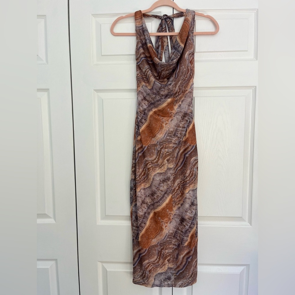 Cowl neck midi dress
